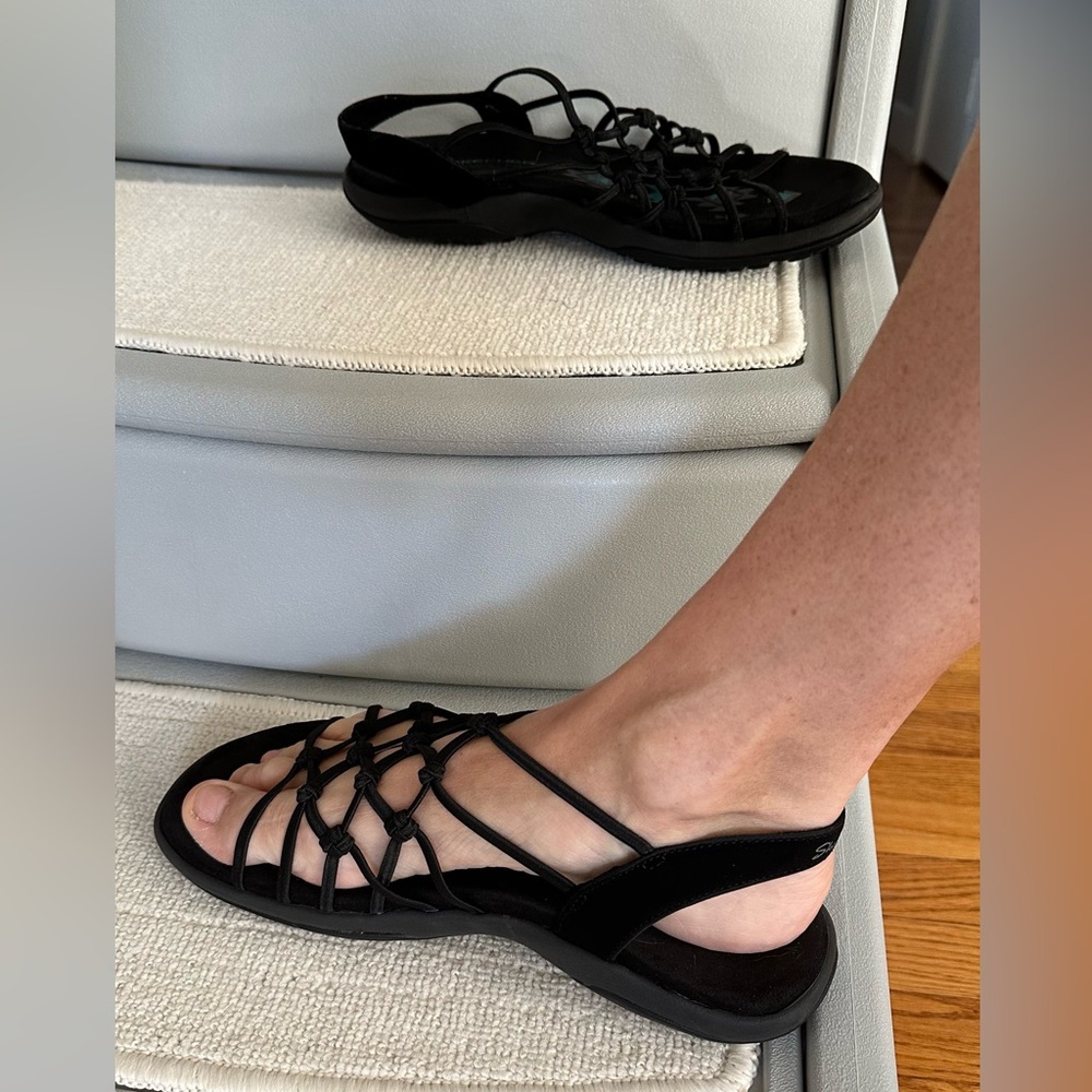 Skechers Black Knotted Strappy Slingback Sandals